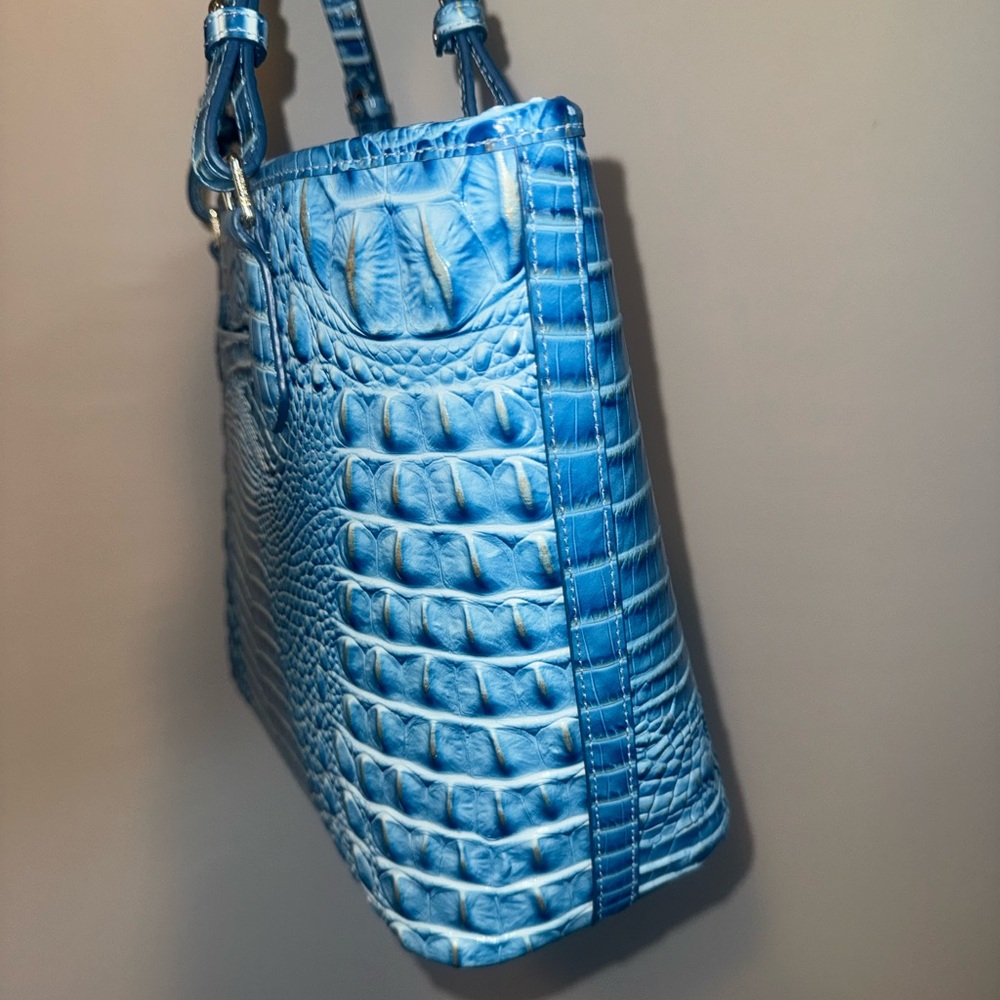 Brahmin Blue Croc-Embossed Leather Tote - Picture 4 of 11